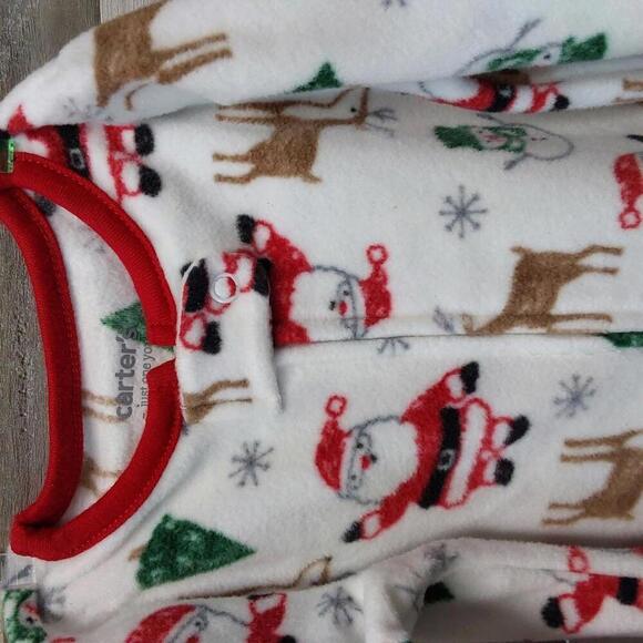 Baby Santa Christmas Fleece Fleece Footed Pajama | Carters | 3M - Picture 4 of 13